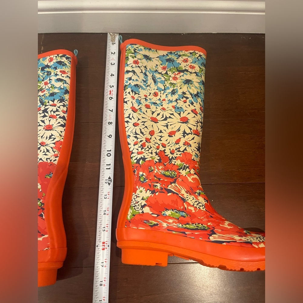 anthropologie Floral Patterned multicolored Rain Boots lashes, nwot nwob 7 - Picture 2 of 9